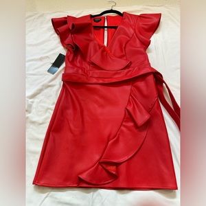 Red Bebe faux leather dress